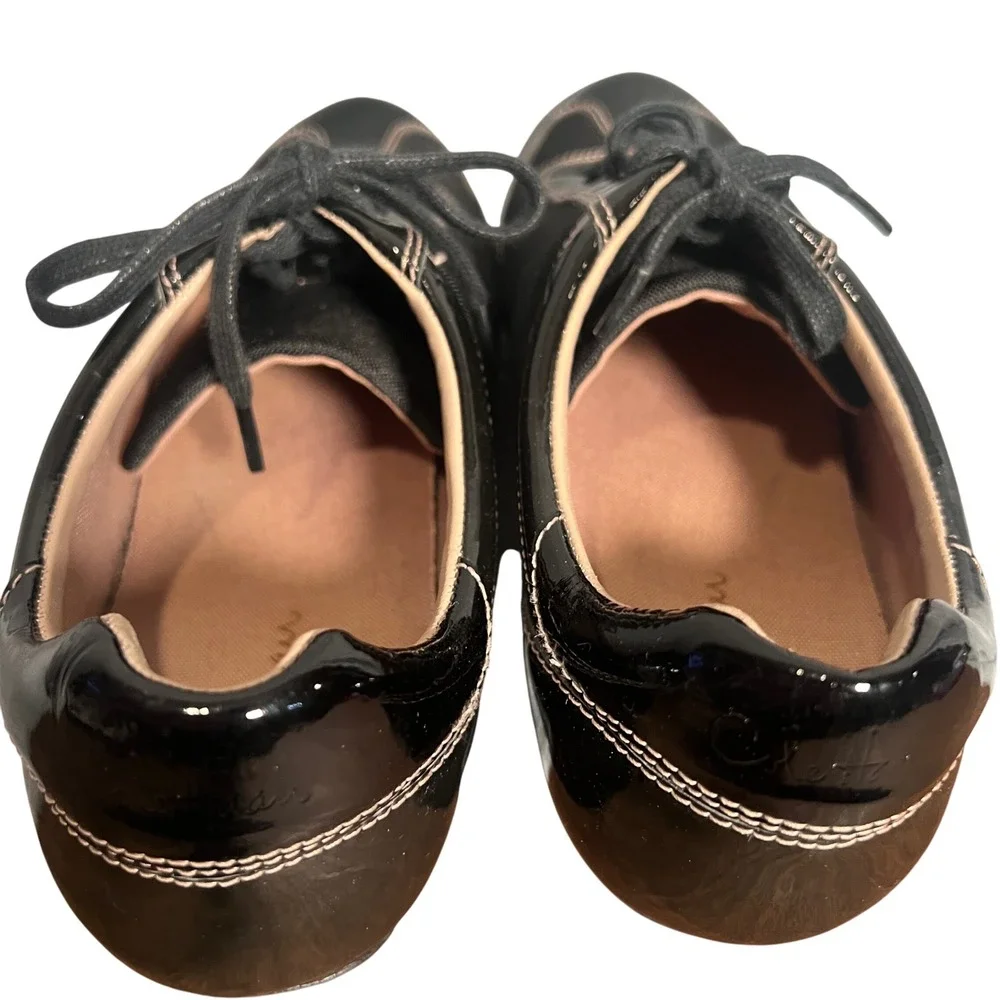 Cole Haan Nike Air Women's Size 10B Black Canvas Patent Leather‎ Lace Up Shoes